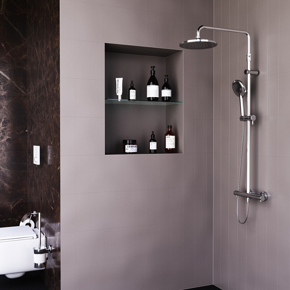 Душевая система Damixa Option DX218091000 стойка с тропическим душем, термостатом, смесителем, хром-4