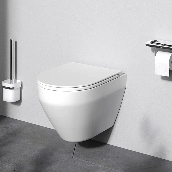 Унитаз подвесной безободковый с инсталляцией AM.PM Spirit V2.0 IS47031.701700 сиденьем микролифт, никель пневм. клавишей-2