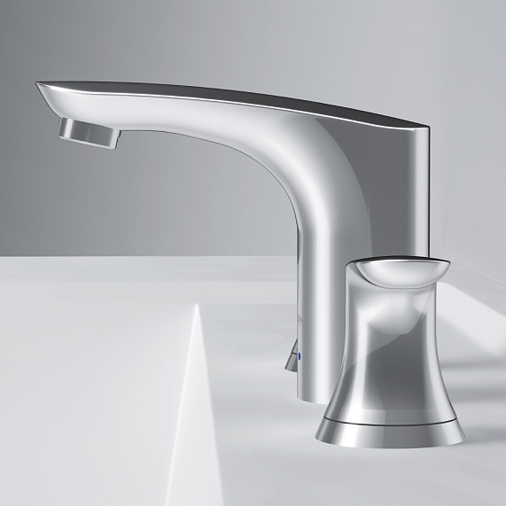 Смеситель для раковины (умывальника) AM.PM Like F8008000 с донным клапаном, трехсекционный, хром-4