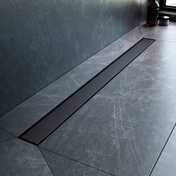 Душевой трап (лоток) 90 AM.PM MasterFlow W01SC-U11-090-04BM комбинированный затвор с черной матовой решеткой под плитку-9