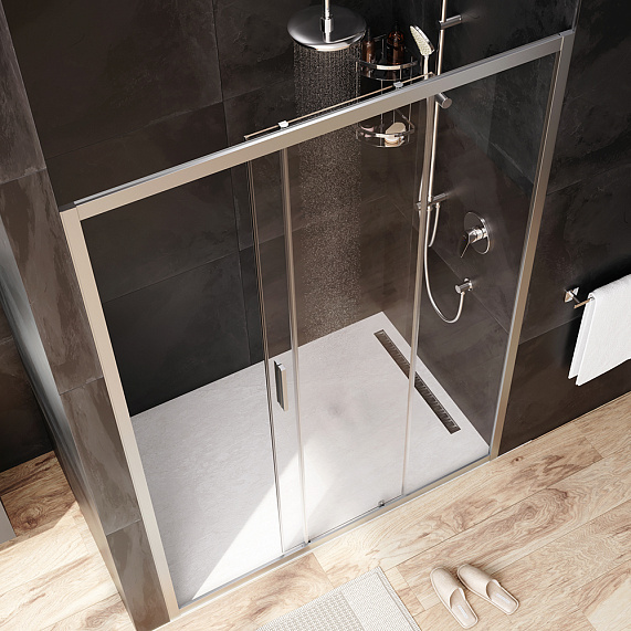 Душевая перегородка с дверью 140x195 AM.PM Gem W90G-140-1-195MT прозрачное стекло, профиль серебристый-2