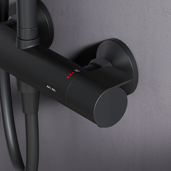 Душевая система AM.PM X-Joy F0785A422 стойка с тропическим душем, термостатом, смесителем, черная матовая-3