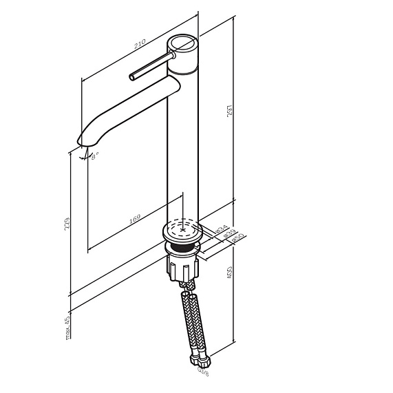 Смеситель для раковины (умывальника) AM.PM Libre F6092000 высокий хром-12