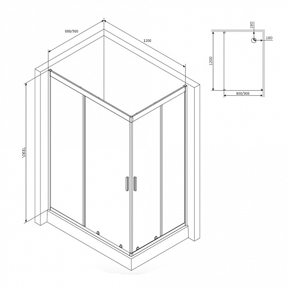 Душевое ограждение без поддона 120х80 AM.PM Gem W90G-404-120280-MT профиль серебристый-9
