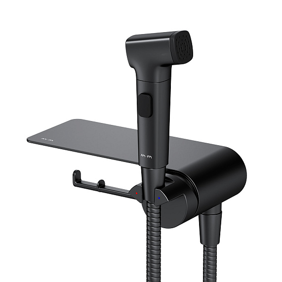 Гигиенический душ со смесителем AM.PM Func F0H8F922 черный встраиваемый, полка, шланг 1200, держатель туалетной бумаги-7