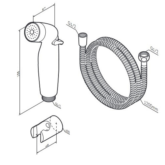 Гигиенический душ (лейка) АM.PM F0202022 со шлангом и держателем, черный матовый-7