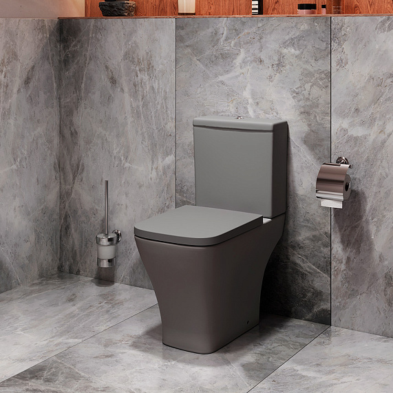 Унитаз-компакт напольный AM.PM Struktura C9S8600GRSC безободковый с сиденьем микролифт, серый матовый