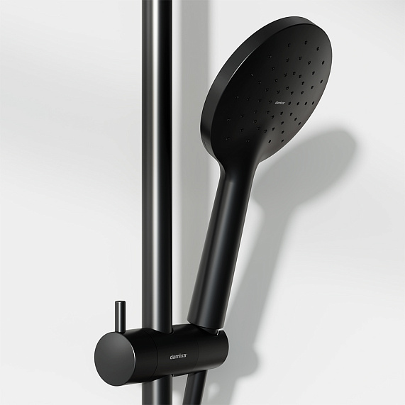 Душевая система Damixa Jupiter 977750300 стойка с тропическим душем, термостатом, смесителем, черная матовая-2
