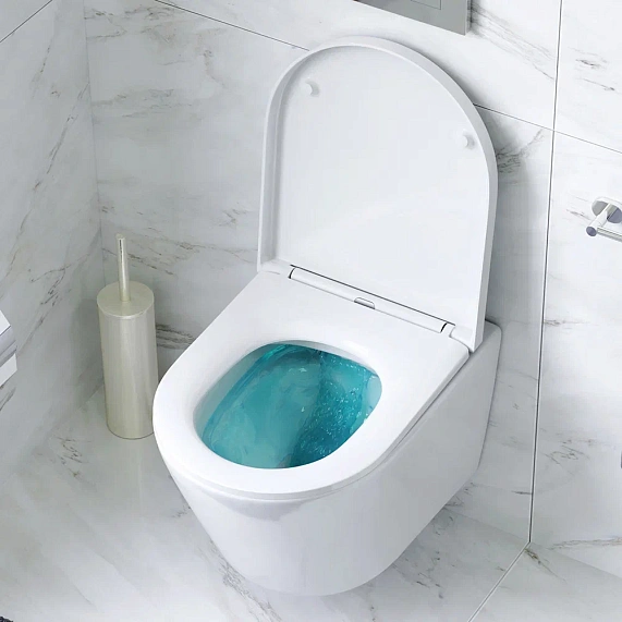 Унитаз подвесной безободковый с инсталляцией AM.PM Sense IS100151.741701 сиденьем микролифт, хром механ. клавишей-3