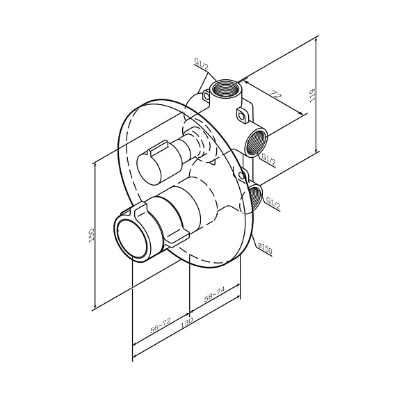 Смеситель для ванны и душа AM.PM X-Joy F85A95600 хром встраиваемый, термостат-7