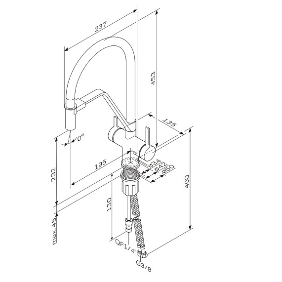 Смеситель для кухни AM.PM Func F8F07812 высокий, сатин с каналом для питьевой воды и гибким черным изливом-12