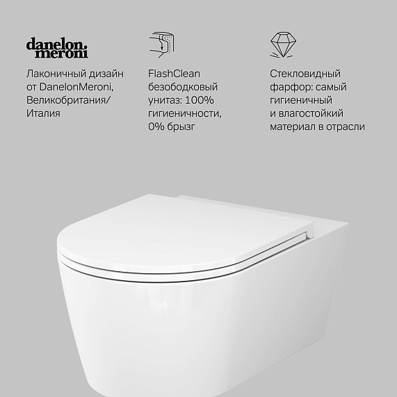 Унитаз подвесной AM.PM Func C8F1701SC (глубина 54 см) безободковый с сиденьем микролифт, белый-7