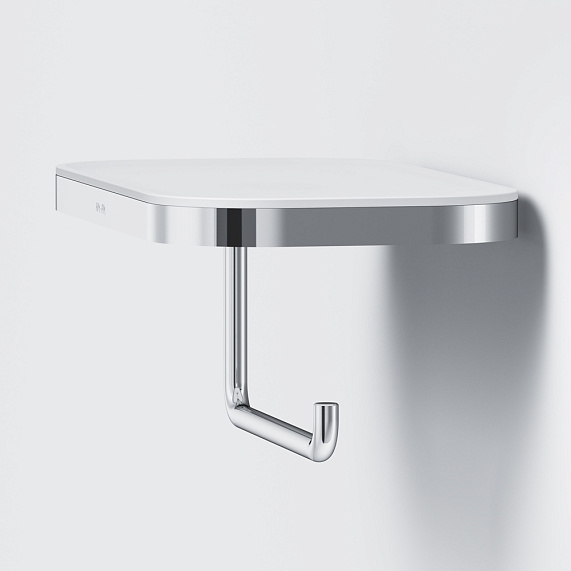 Держатель для туалетной бумаги настенный AM.PM Func A8F341400  с полочкой, хром, белый-5