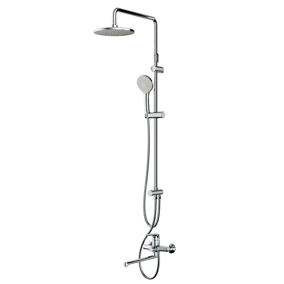 Душевая система AM.PM Gem F40890A94 стойка с тропическим душем, хром + смеситель для ванны с длинным изливом, хром-10