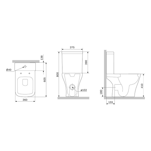 Унитаз напольный AM.PM Gem C908601SC безободковый с сиденьем микролифт, белый-10