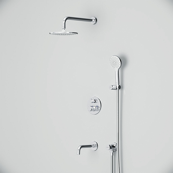 Встраиваемая душевая система AM.PM X-Joy FT85A3RH30 хром: тропический верхний душ, излив с душевой лейкой, термостат-5