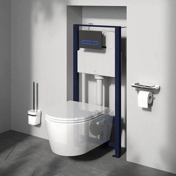 Инсталляция для подвесного унитаза AM.PM Pro I012704.9031 с пневм. клавишей никель матовый-2