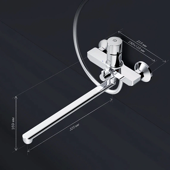 Смеситель для ванны и душа AM.PM X-Joy F85A90500 длинный излив, хром-7