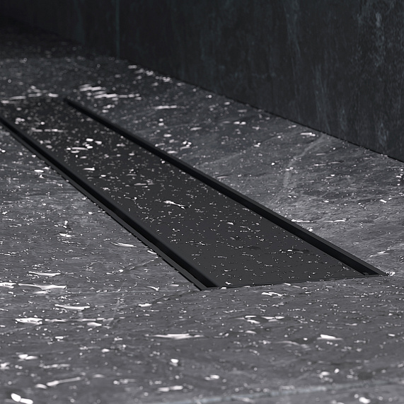 Душевой трап (лоток) 60 AM.PM PrimeFlow W02SC-U11-060-04BM комбинированный затвор с черной матовой решеткой под плитку-13