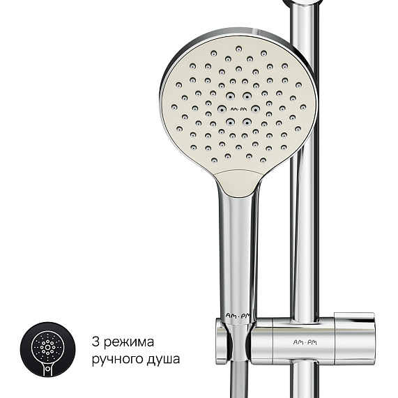 Душевая система AM.PM Like F0780964 стойка с тропическим душем, смесителем, изливом, хром-6