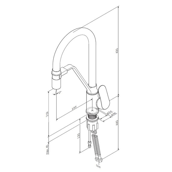 Смеситель для кухни AM.PM Like F8007826 высокий, черный, с бежевым гибким изливом и каналом питьевой воды-10
