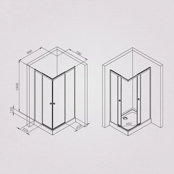 Душевое ограждение без поддона 80x100 AM.PM X-Joy W94G-403-100280-BT1K профиль черный матовый-6