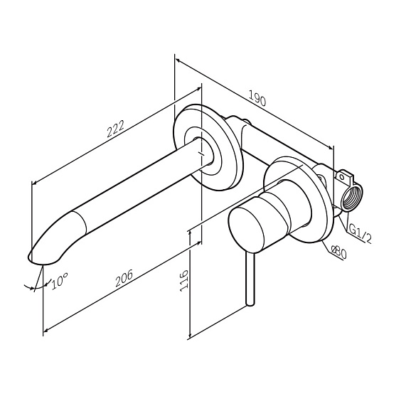 Смеситель для раковины (умывальника) AM.PM Libre F6072600 хром встраиваемый-12