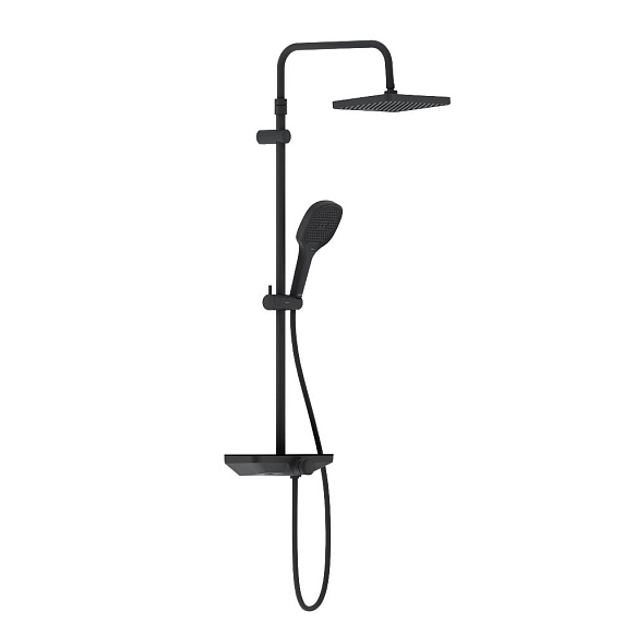 Душевая система Damixa Merkur 940730300 стойка с тропическим душем, смесителем, черная матовая-5