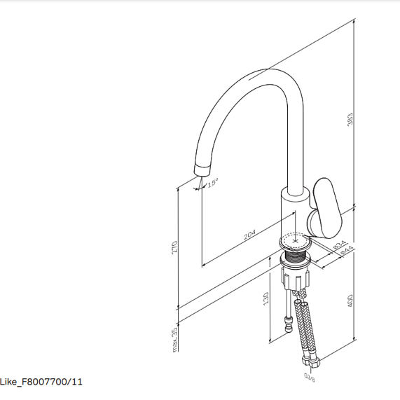 Смеситель для кухни AM.PM Like F8007722 высокий с каналом питьевой воды, черный-10
