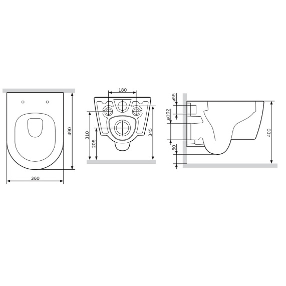 Унитаз подвесной AM.PM Func C8F1700SC (глубина 49 см) безободковый с сиденьем микролифт, белый-11