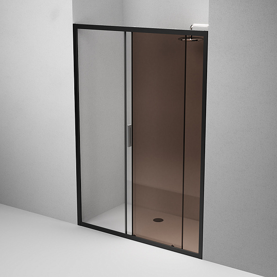 Душевая перегородка с дверью 140x195 AM.PM Gem W90G-140-1-195BBr бронзовое стекло, профиль черный матовый-4
