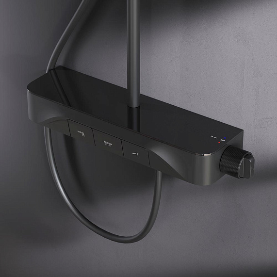 Душевая система AM.PM Func F078F322 стойка с тропическим душем, термостатом, смесителем, изливом, черная-2