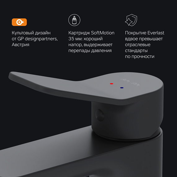 Смеситель для раковины (умывальника) AM.PM X-Joy F85A02122 черный-5