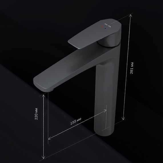 Смеситель для раковины (умывальника) AM.PM Gem F90A92022 высокий, черный-7