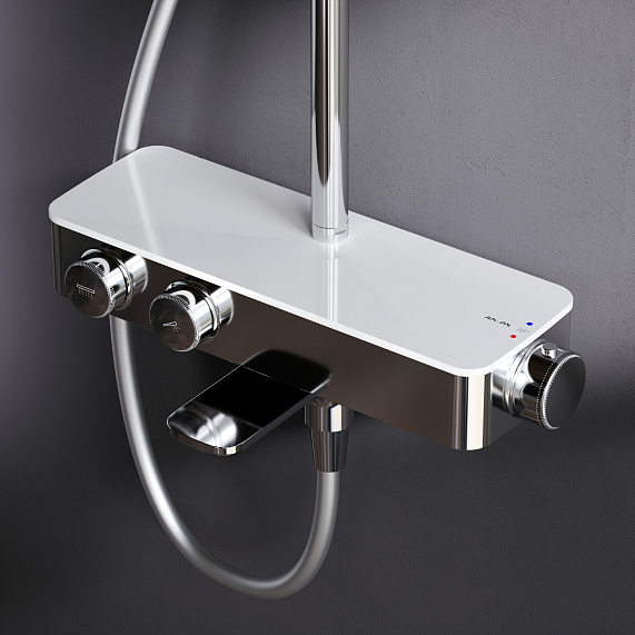 Душевая система AM.PM Inspire 2.0 F0750A500 стойка с тропическим душем, термостатом, смесителем, изливом, хром-2