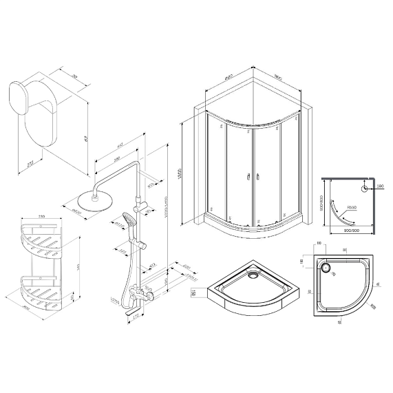 Секция ванны и душа AM.PM X-Joy WK88EG-4