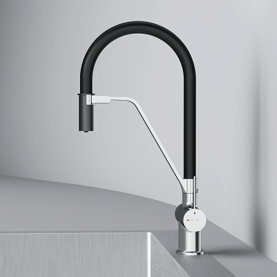 Смеситель для кухни AM.PM Func F8F07802 высокий, хром, с каналом для питьевой воды и гибким черным изливом-8