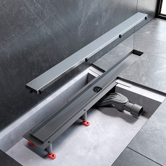 Душевой трап (лоток) 80 AM.PM MasterFlow W01SC-U11-080-04SB комбинированный затвор со стальной матовой решеткой под плитку-15