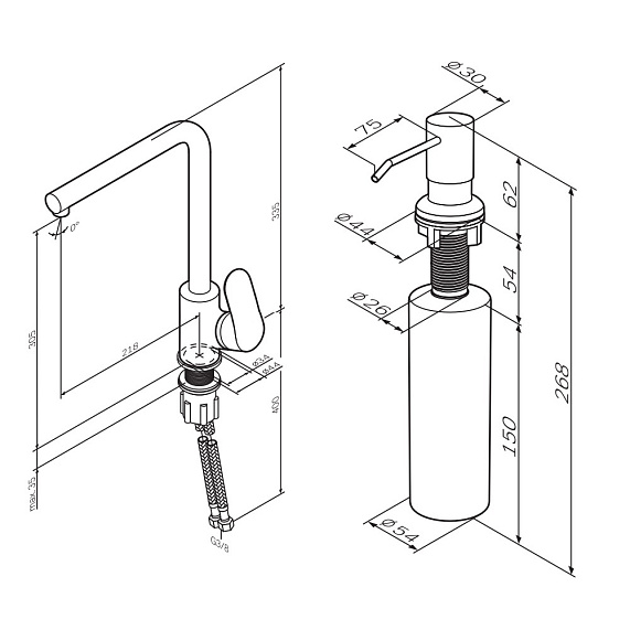 Смеситель для кухни AM.PM Like F8005D00 высокий, хром + дозатор моющего средства-9