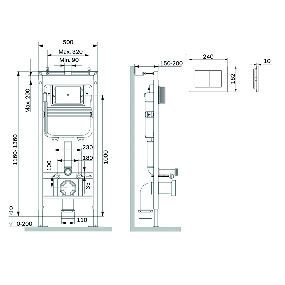Инсталляция для подвесного унитаза AM.PM MasterFit II012713.0201 с механ. клавишей S, белая-1