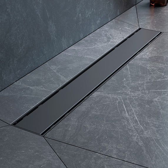 Душевой трап (лоток) 60 AM.PM PrimeFlow W02SC-U11-060-04BM комбинированный затвор с черной матовой решеткой под плитку-9