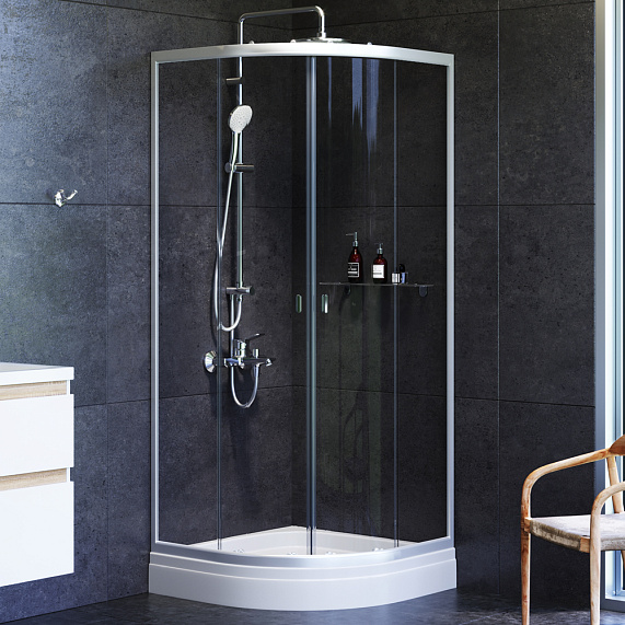 Душевой уголок с поддоном 80x80 AM.PM X-Joy W88E-205-080MT прозрачное стекло, профиль серебристый