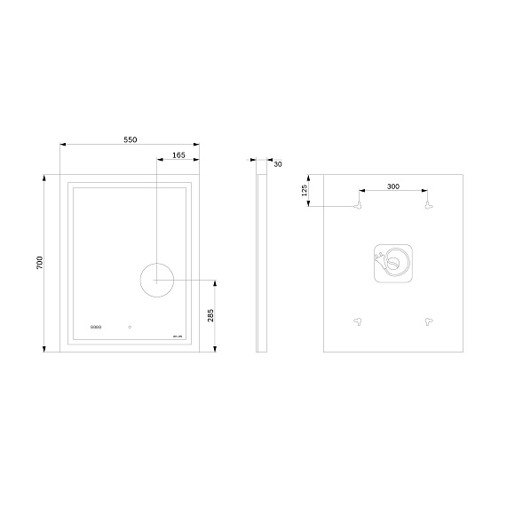 Зеркало с подсветкой в ванную прямоугольное 55 AM.PM Gem M91AMOX0553WG сенсорное с часами и косметическим зеркалом-9