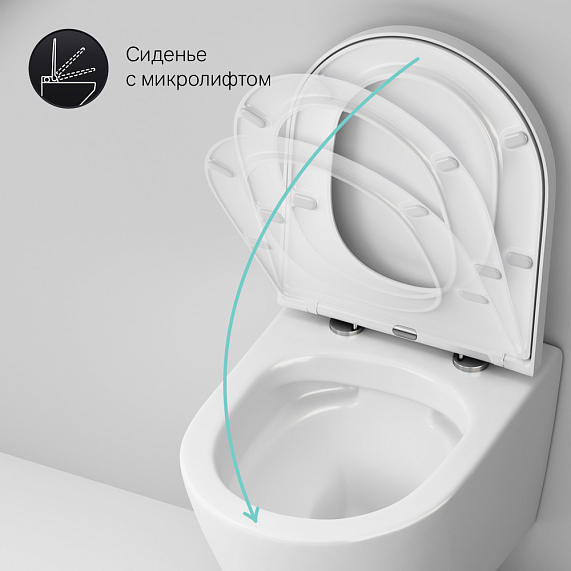 Унитаз подвесной AM.PM Sense C741701SC безободковый с сиденьем микролифт, белый-8