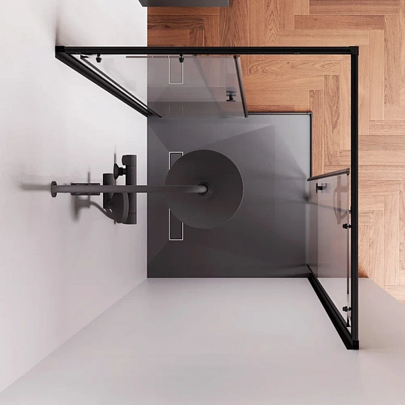 Душевое ограждение без поддона 90x90 AM.PM X-Joy W94G-403-9090-BT1K профиль черный матовый-2