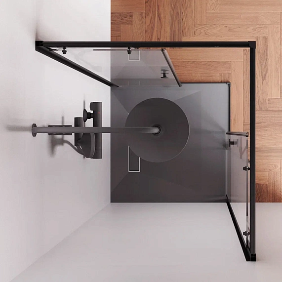 Душевое ограждение без поддона 80x80 AM.PM X-Joy W94G-403-8080-BT1K профиль черный матовый-2