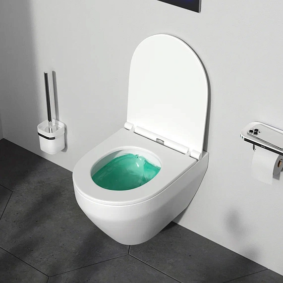 Унитаз подвесной безободковый с инсталляцией AM.PM Spirit V2.0 IS47031.701700 сиденьем микролифт, никель пневм. клавишей-3