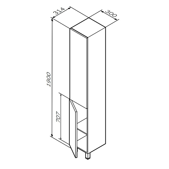 Шкаф-пенал для ванной 30 AM.PM Gem M90CSL0306WG напольный левый белый глянец-6