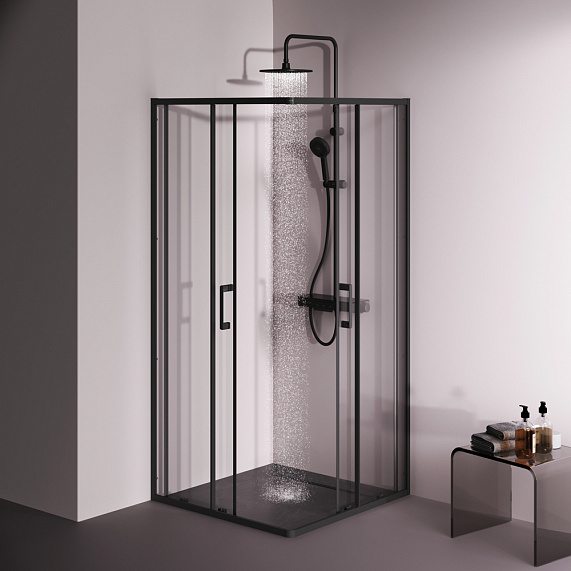 Душевое ограждение без поддона 90x90 AM.PM Above W9XG-403-9090-BT профиль черный-1
