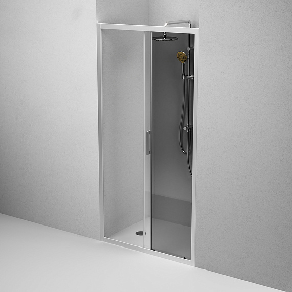 Душевая перегородка с дверью 100x195 AM.PM Gem W90G-100-1-195MG тонированное стекло, профиль серебристый-4